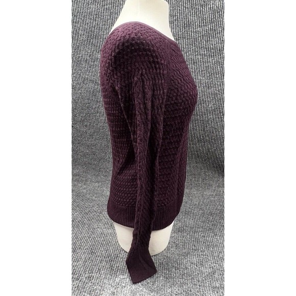 American Eagle Outfitters Sweater Women Medium Red Burgundy Open Knit Zip Casual - Picture 7 of 15